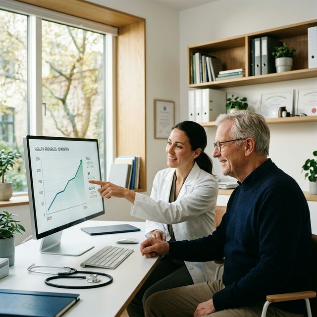 Doctor reviewing updated health results with patient