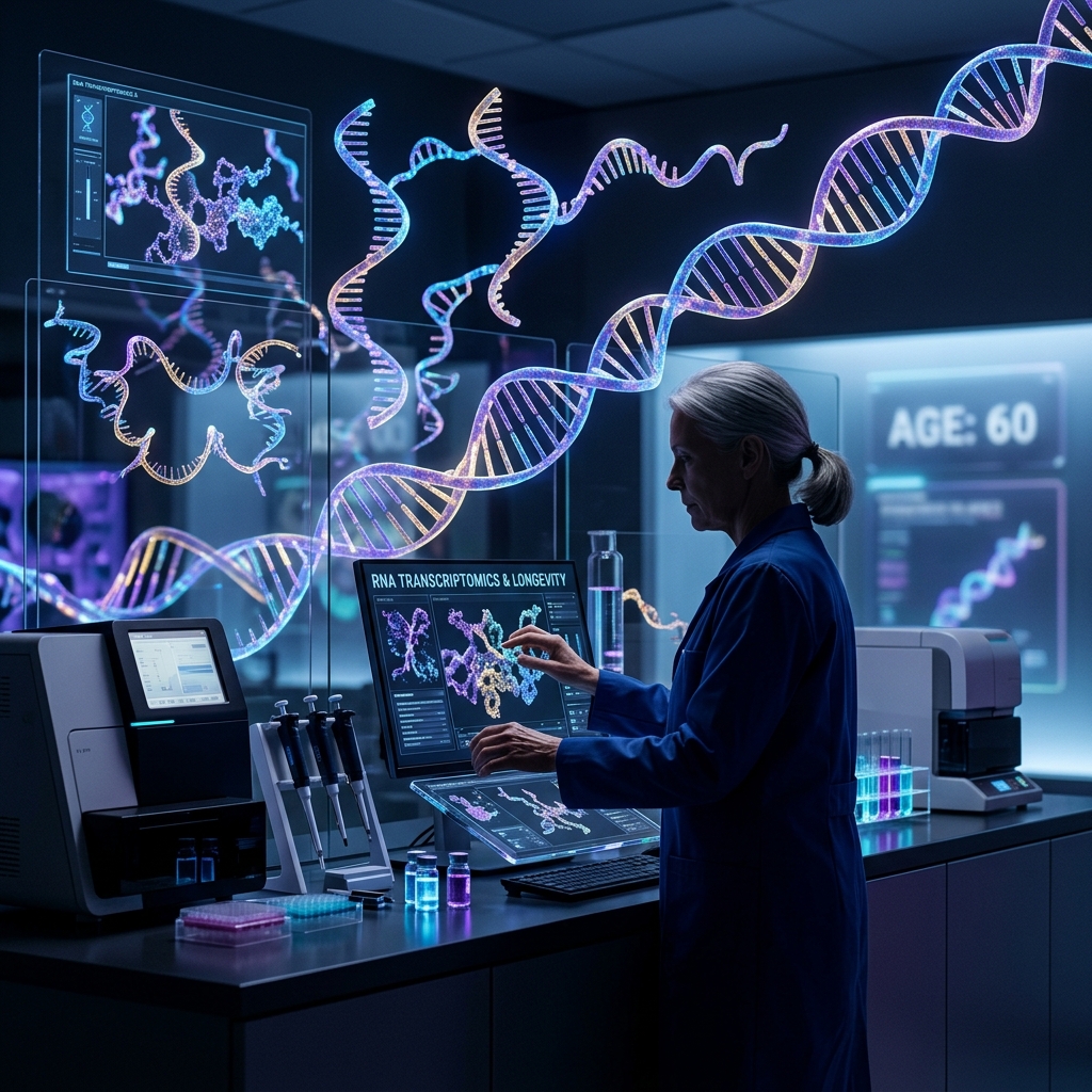 Visualization of glowing RNA strands and longevity insights